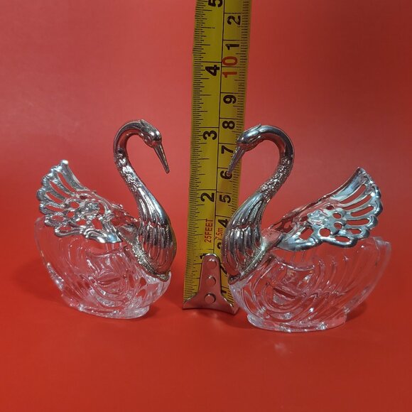 Vintage Glass Swan Salt Cellar Dishes Set of 2 - Picture 6 of 6